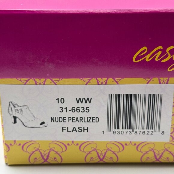 Easy Street Beige Open Toe Heels Back Zipper & 2.5" Heel Size 10WW NWB - Picture 8 of 10